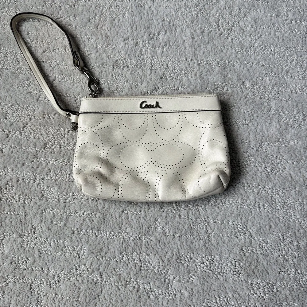 Coach white/cream wristlet